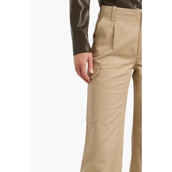 Nilli Lotan 4 Yannic Cargo Pant $450 High Rise Wide Leg Cropped Tan Desert Sand - Picture 9 of 11